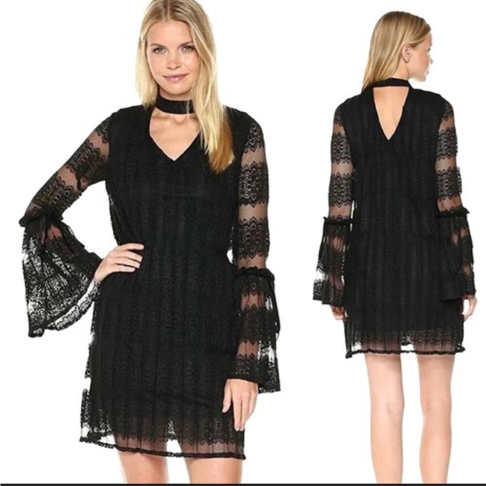 Laundry by Shelli Segal Black Lace Short Dress Size 8 Party Date Night